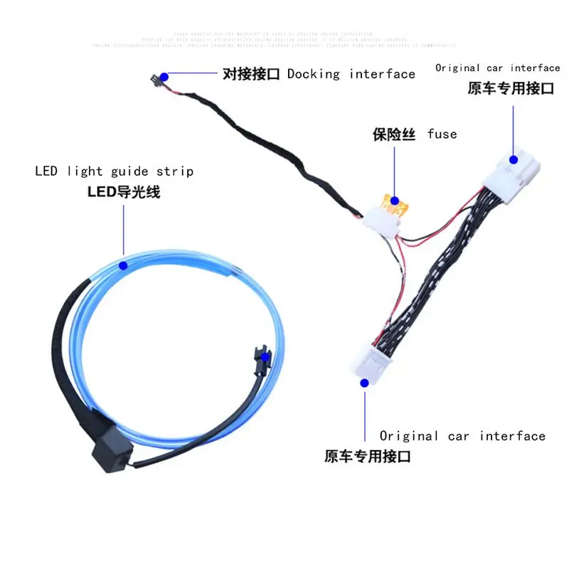 Car Interior LED Dashboard Atmosphere Light EL Wiring Neon Strip Ambient Lamp Decorative Blue Color for Hyundai Tucson 2015-2021