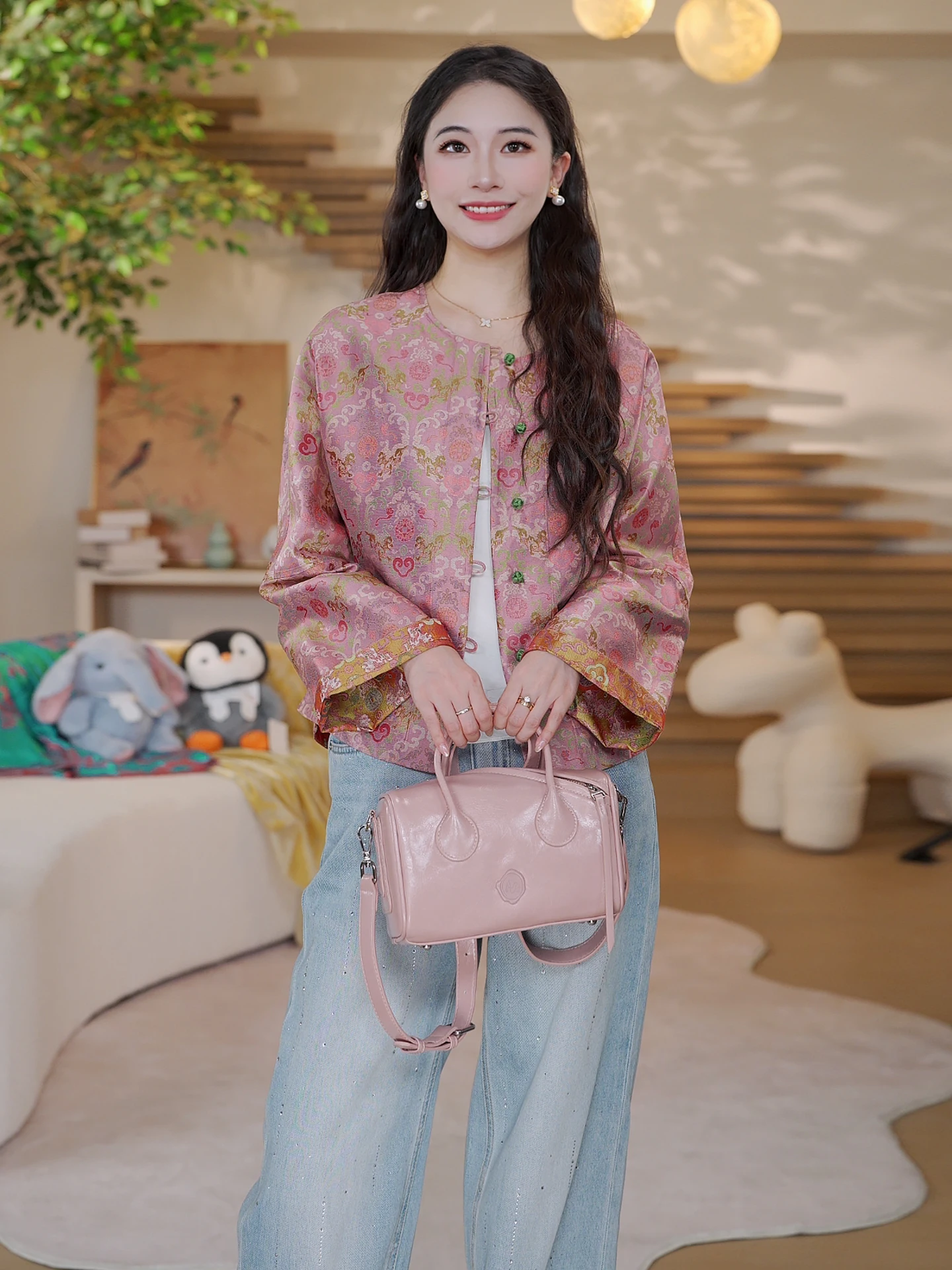 

Шелковая двусторонняя женская куртка Xizhi Pekin Du Design, новый китайский национальный тренд, топ из натурального шелка у Цзинь