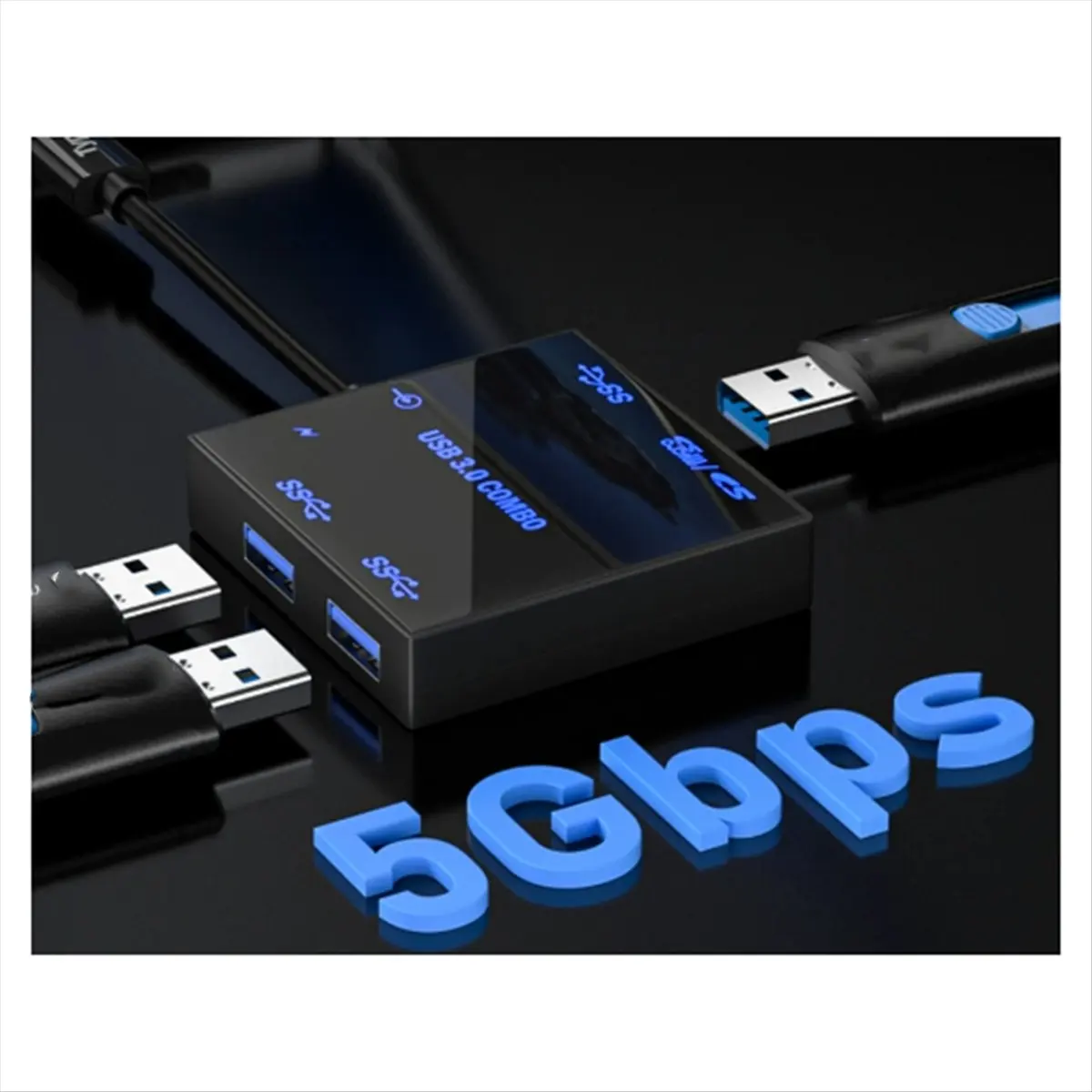 A85P USB 3.0 Five in One Expansion Dock Portable USB 3.0 Light Emitting HUB SD/TF Multi Port External Expansion Dock