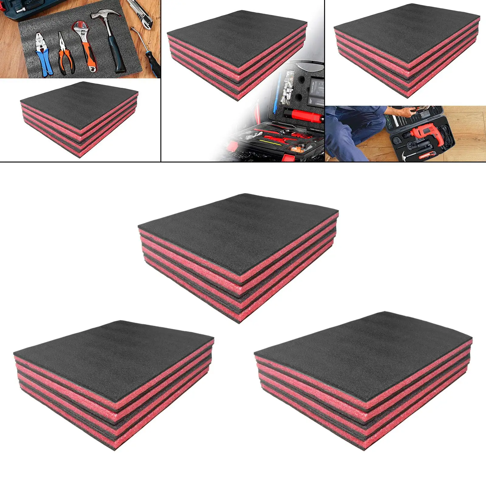 4x Tool Box Foam Inserts Shockproof Protection Tool Foam Sheets for Tabletop Miniatures Shipping Crafting Camera Case Jewelry