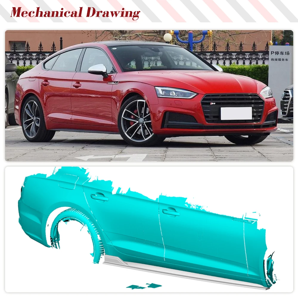 Carbon Fiber Car Side Body Skirts For Audi A5 Sline S5 B9 Sportback 2017-2019 Car Door Side Skirts Steps Extension Lips