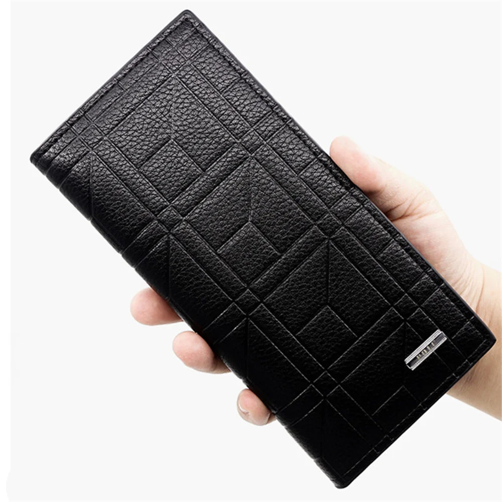 

Кожаный мужской кошелек для мелочи ретро геометрический тисненый Мужской Длинный кошелек с несколькими отделениями для карт держатель для карт на молнии многофункциональный зажим для денег