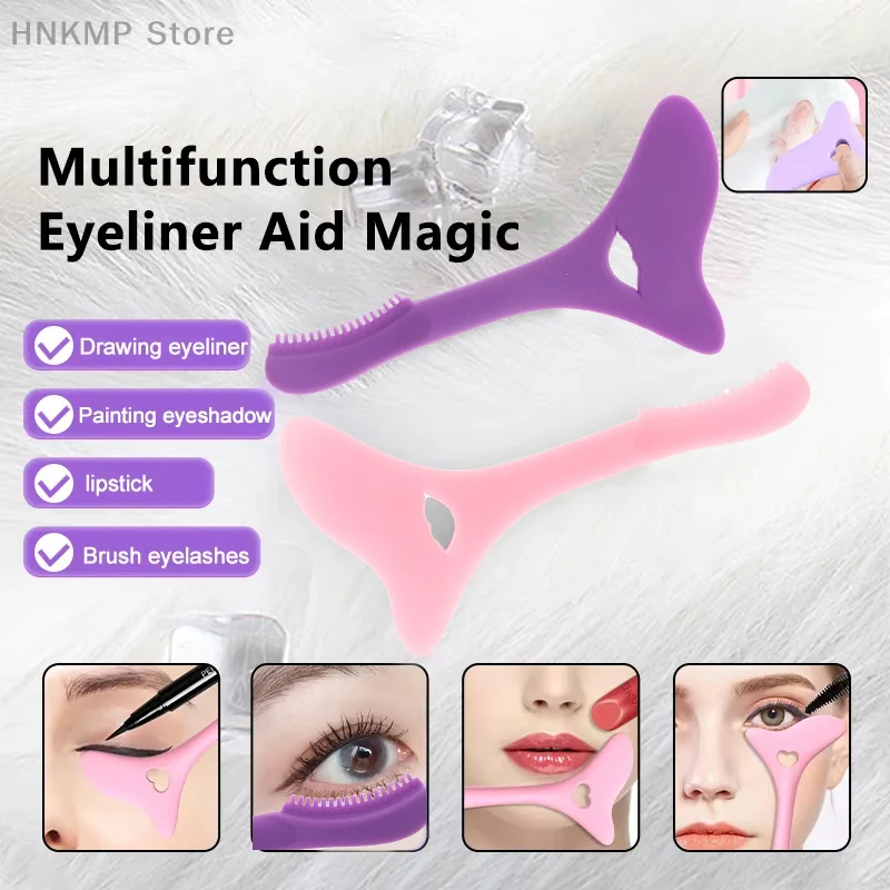

Multi-functional Eyeliner Stencil Wing Tips Silicone Eyeliner Aid Drawing Lipstick Wearing Assistant Baffle Reusable Makeup