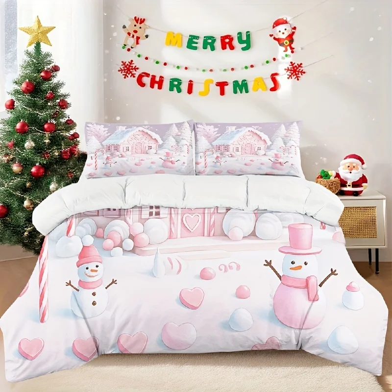 ensemble-de-literie-imprime-de-noel-3-pieces-maison-en-pain-d'epice-bonhomme-de-neige-rose-literie-d'hiver-vetements-de-literie-doux-et-confortables-decoration-de-chambre-douce