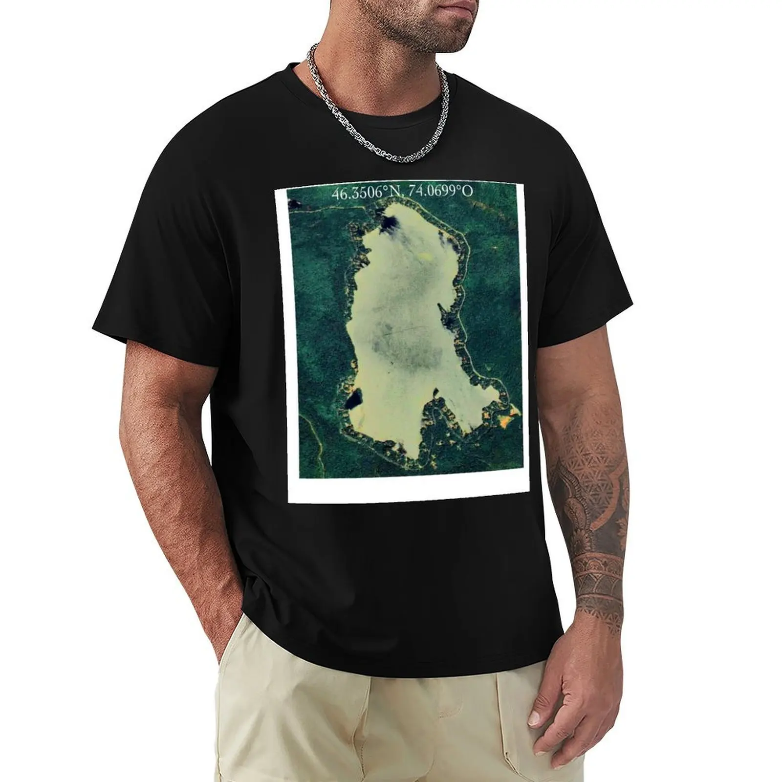 Lake Sylvère seen from space T-Shirt t shirt custom print T-Shirt
