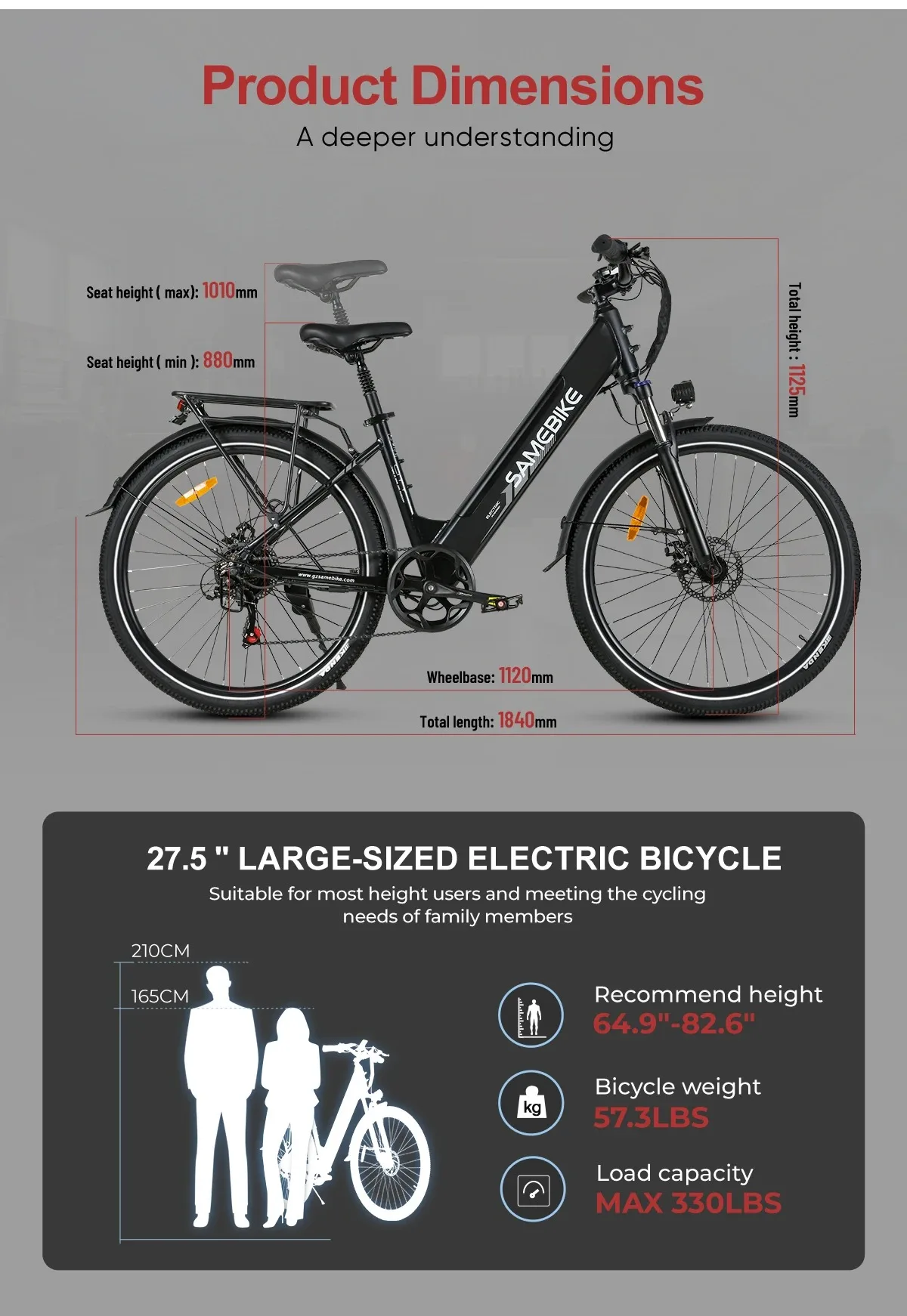 SAMEBIKE RS-A01PRO E-Bike 500W Motor 36V15AH Lithium-Akku Mechanische Scheibenbremsen Elektrofahrrad 26-Zoll-Reifen Elektrofahrrad – Detail 14