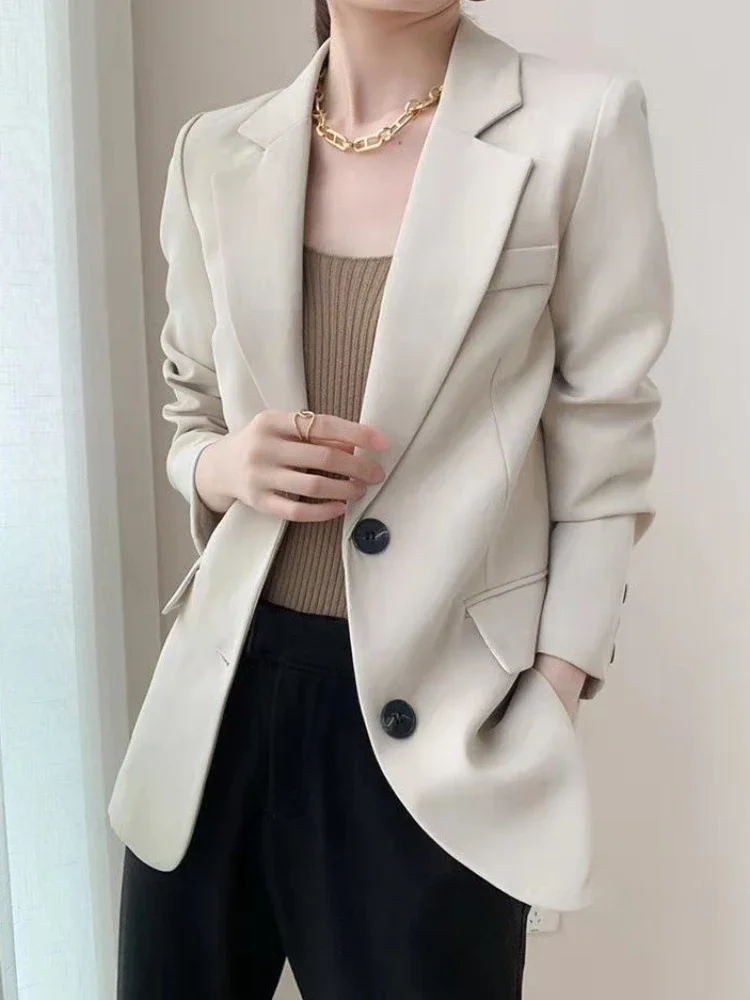

Блейзеры женские удобные осенние однотонные верхняя одежда универсальные темпераментные шикарные повседневные простые новые модные корейские офисные женские туфли с надрезами