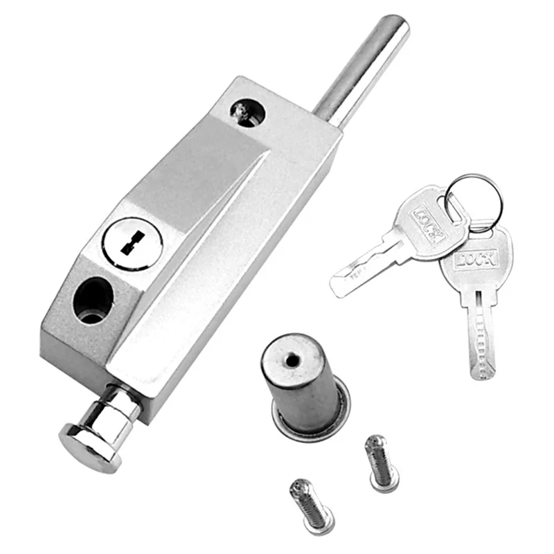 Sliding Door Lock for Window Glass Patio Doors Silver Auxiliary Security Lock Glass Door Lock Mortise Lock