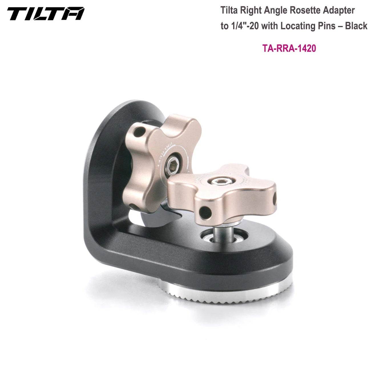 Tilta TA-RRA-1420 Right Angle Rosette Adapter to 1/4″-20 with Locating Pins – Black for Tilta Nucleus Nano II Control Handle