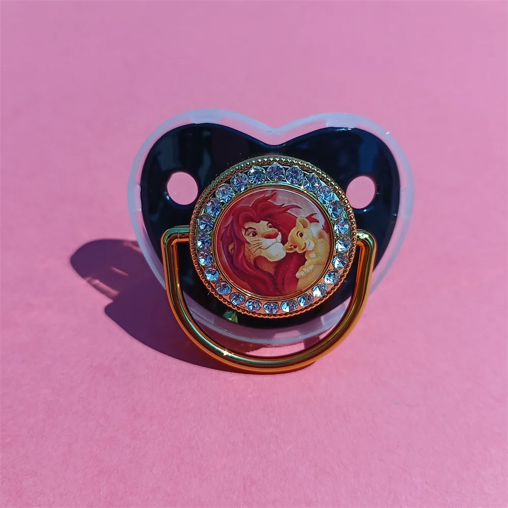 Gold Bling Pacifier for Newborn Boy Stitch Donald Duck Lion King Simba Silicone Nipples for Newborns Disney Creative Pacifiers