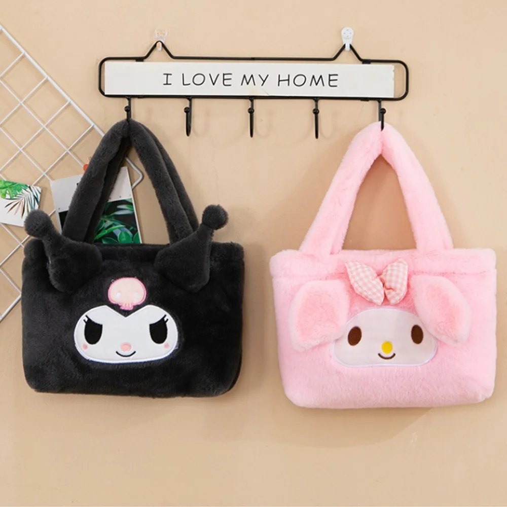 Sanrio Kuromi Plush Bag Cinnamoroll Kawaii My Melody Cartoon Animal Handbag Cute Storage Tote Bags Women Girls Birthday