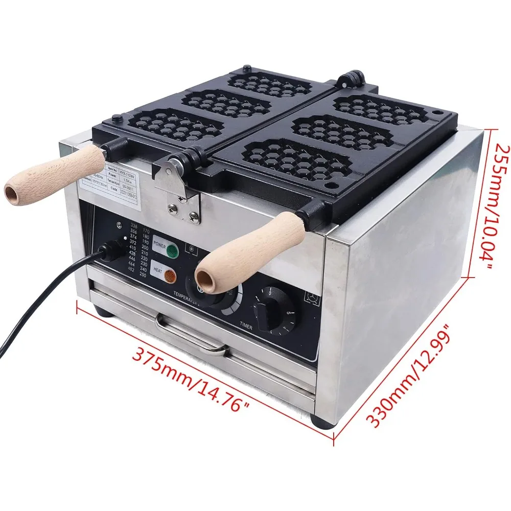 Waffle Maker Machine Electric Stainless Steel Non-Stick 3pcs Honeycomb Waffle Pop Maker Commercial Flip Balance Heating