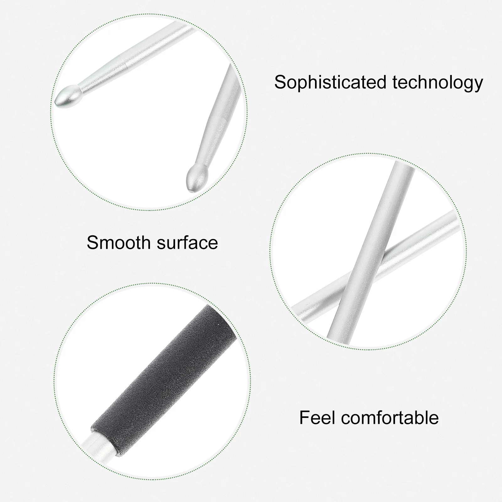 

1Pair Metal Drumsticks Smooth Finish Ergonomic Anti-Slip Handle Suitable for Snare Jazz Drum Training Practice Tool