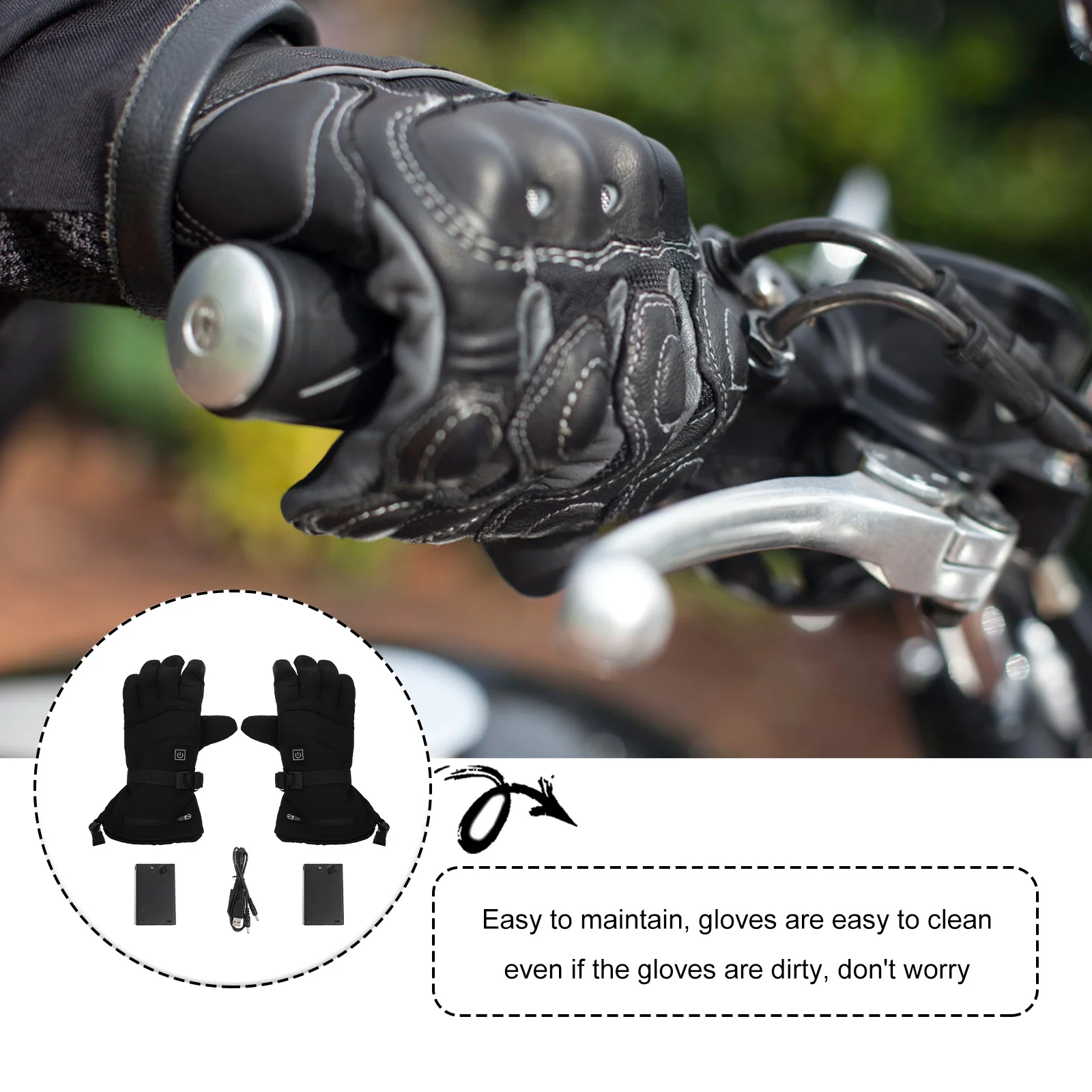 

1Pair Winter Heated Riding Touch Screen Gloves Thermal Warm Keeping Windproof Durable Gloves Riding Thermal Glove