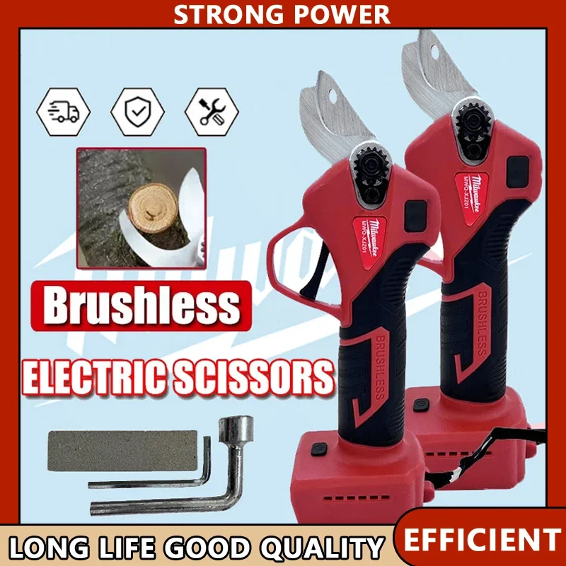 

Milwaukee 4-Gear Handheld Shrub Pruning Tree Branch Cutter for 18V 20V Batteries Brushless Electric Pruner Cordless