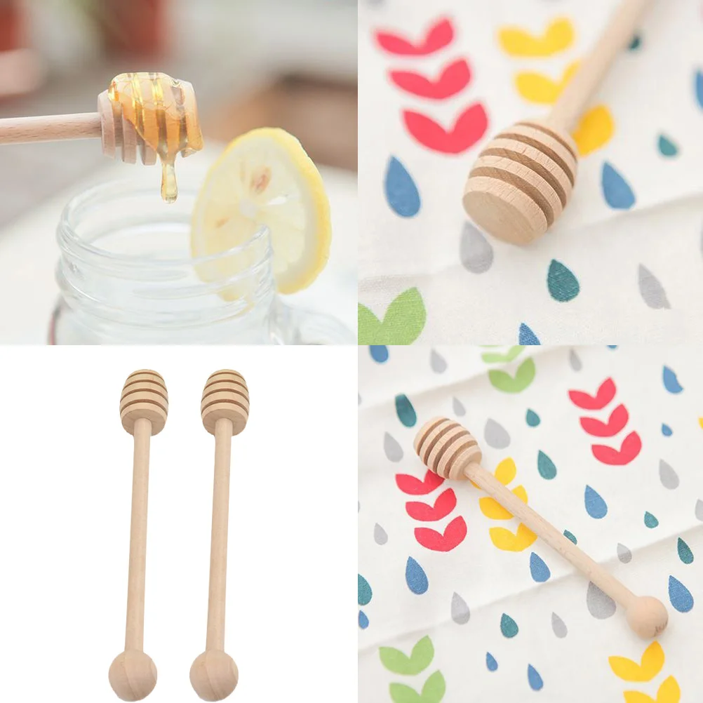 2pcs Wooden Sticks Jam Muddler Syrup Stirrer for Honey Pot Jar Container honey dippers wooden stirrer