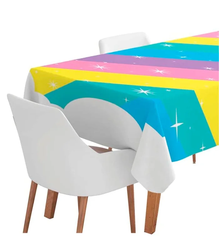 Tradineur 6 diners Family Format Textile Waterproof Tablecloth, 100% Recyclable, Folding, Hygienic, Decoration