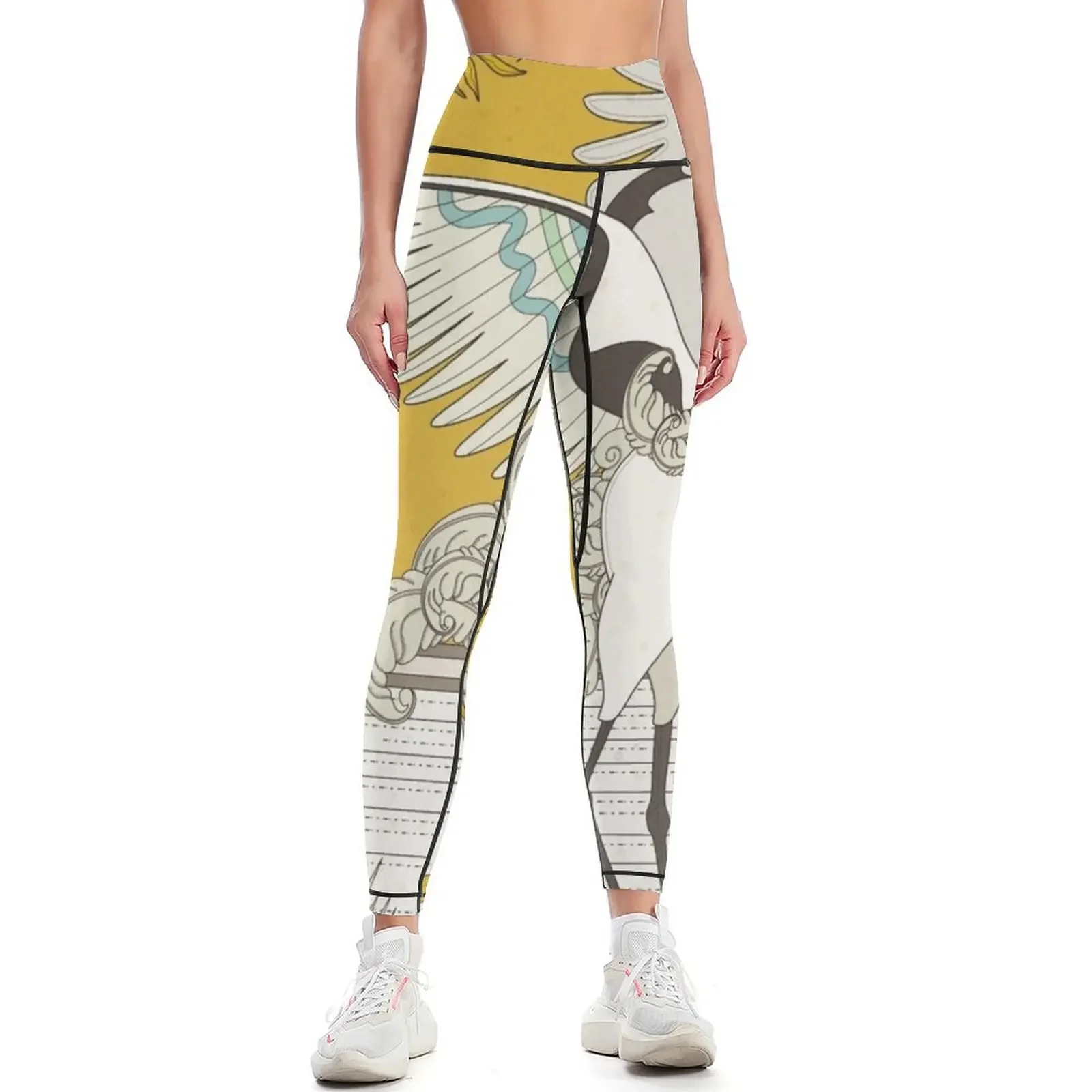 

Dancing elegant crane Leggings Fitness woman Women's high waist push up legging Training pants Womens Leggings