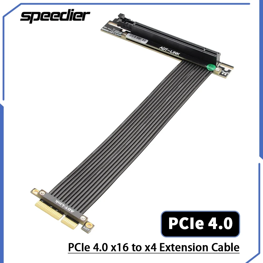 PCIE Riser PCI Express 4.0 X16 To X4 Graphics Card Extension Cable Dual 90 Degree GPU PCI E Gen4.0 Riser Flexible Cable