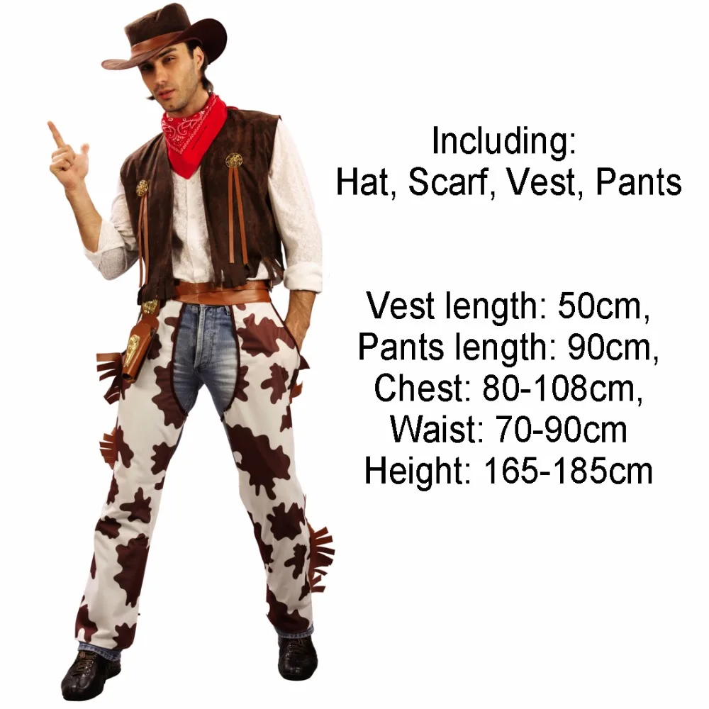 Halloween Party Cowboy Costume For Adult Men and Women Cowgirl Cosplay Western Dress Suit Carnival Adult Costumes