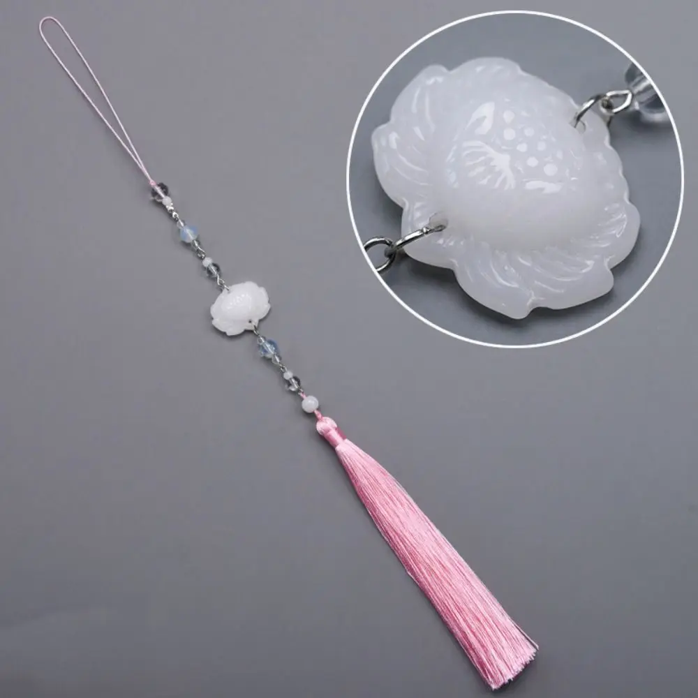 

Imitation Jade Hanging Imitation Jade Lotus Pendant Classical Jewelry Accessories Hanfu Tassel Pendant DIY Crafts Waist Pendant