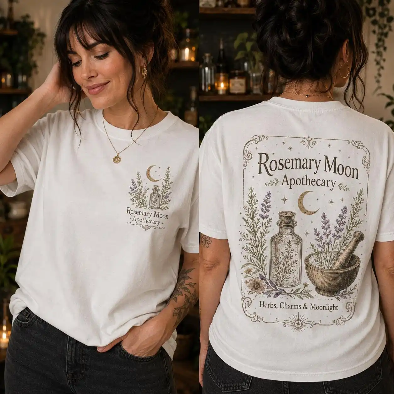 Rosemary Moon Apothecary Shirt, Halloween Shirt, Witchy Herb Tee, Botanical Apothecary Shirt for Women Shirt T-shirt