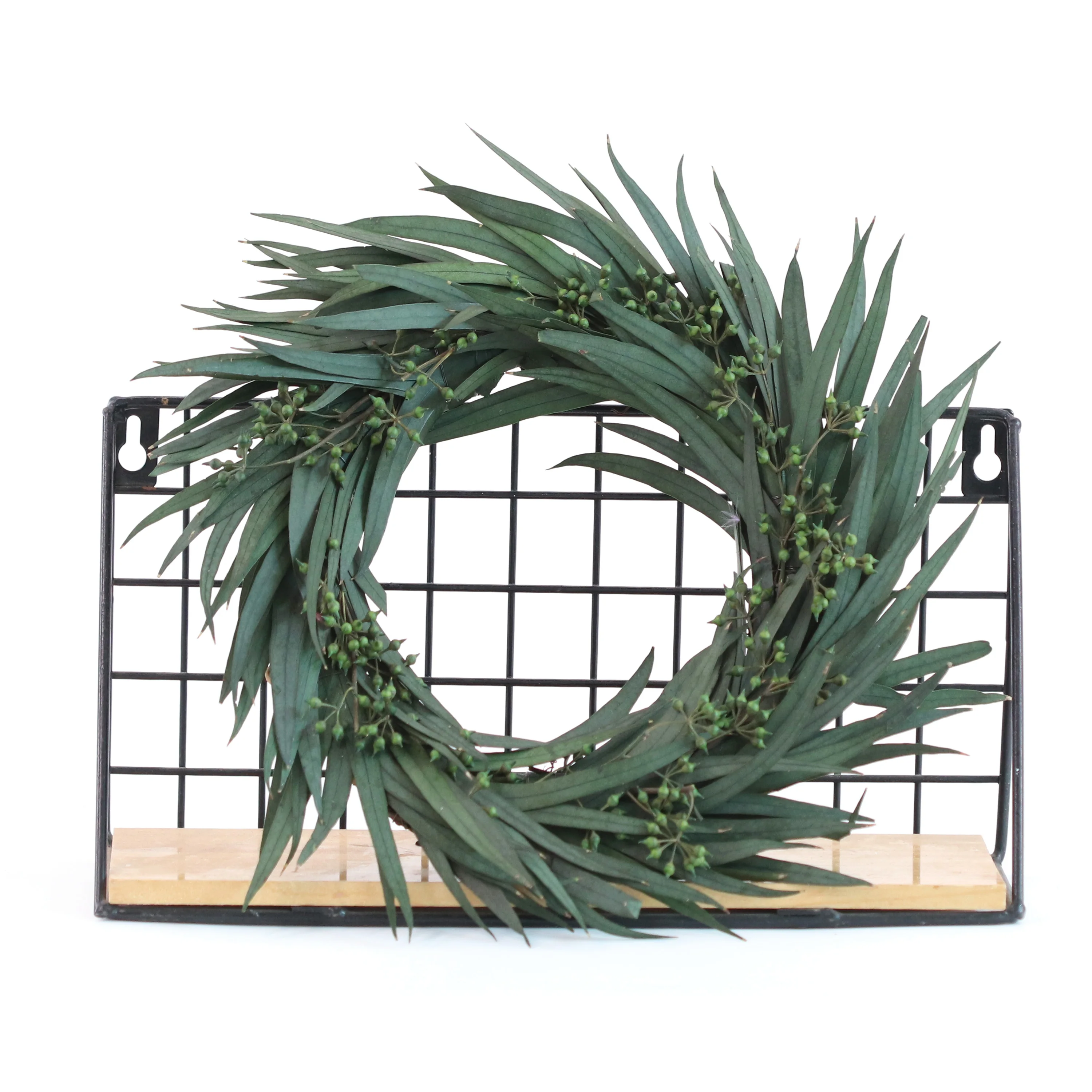 Round Wreath for Front Door, Parvifolia Eucalyptus Wreath, Green Wall Window, Party Wedding Decor, 8.66in, Spring and Summer