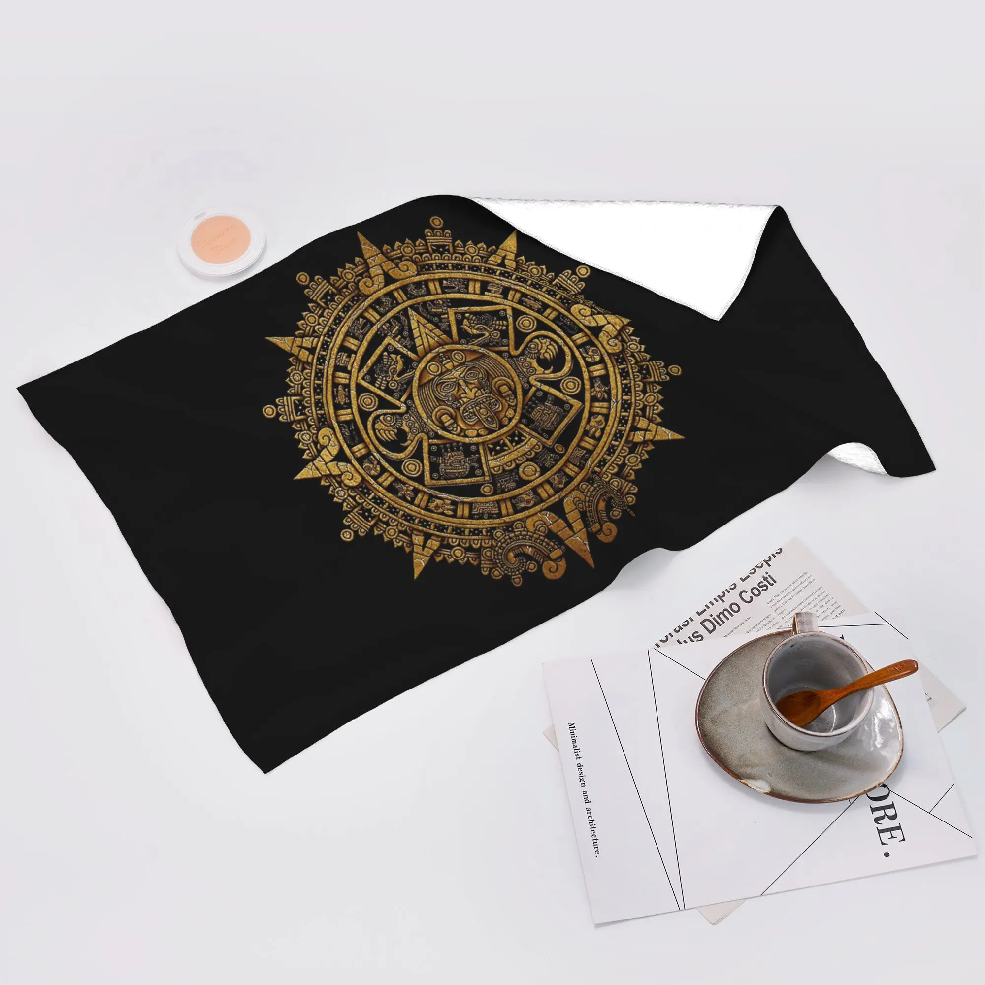 Custom Aztec Calendar Soft Face Towel Quick Dry Pool Bath Cotton Towels Breathable