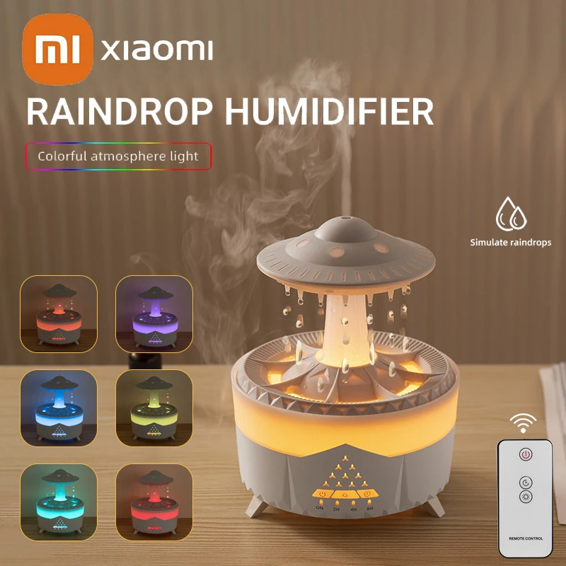 

Xiaomi Rain Cloud Humidifier Raindrop Mushroom Humidifier 2/4/8h Timing Colorful Night Light Essential Oil Diffuser Home Bedroom