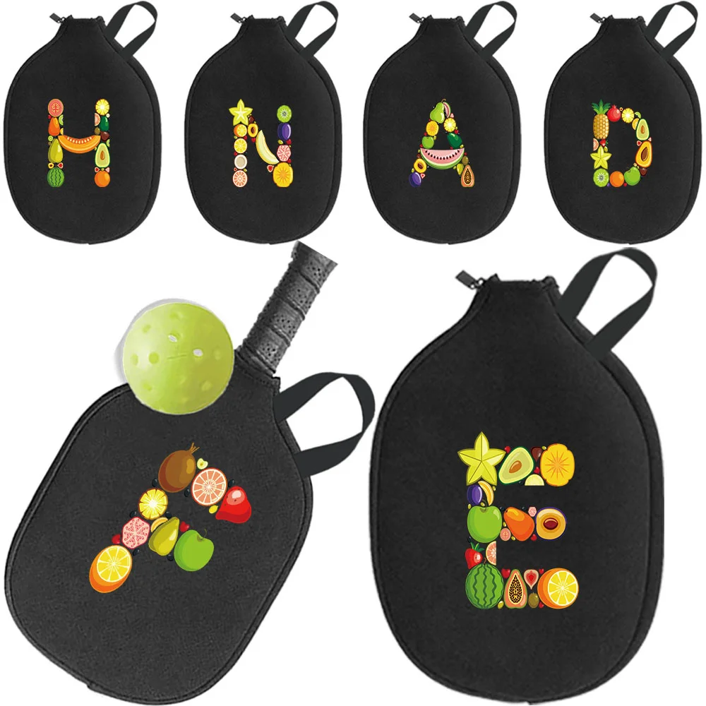 

Pick Ball Bag Zippered Racket Organizer Bags Mesh Pickle Handbag Paddle Pouch Storage Pocket Fruit Letter Printed Series