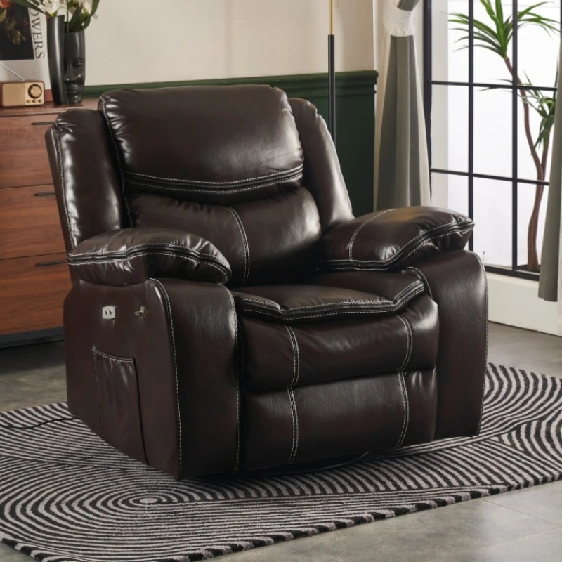 

Real cowhide enlarged space recliner electric single sofa first-class function cabin high-end lazy living room rocking chair