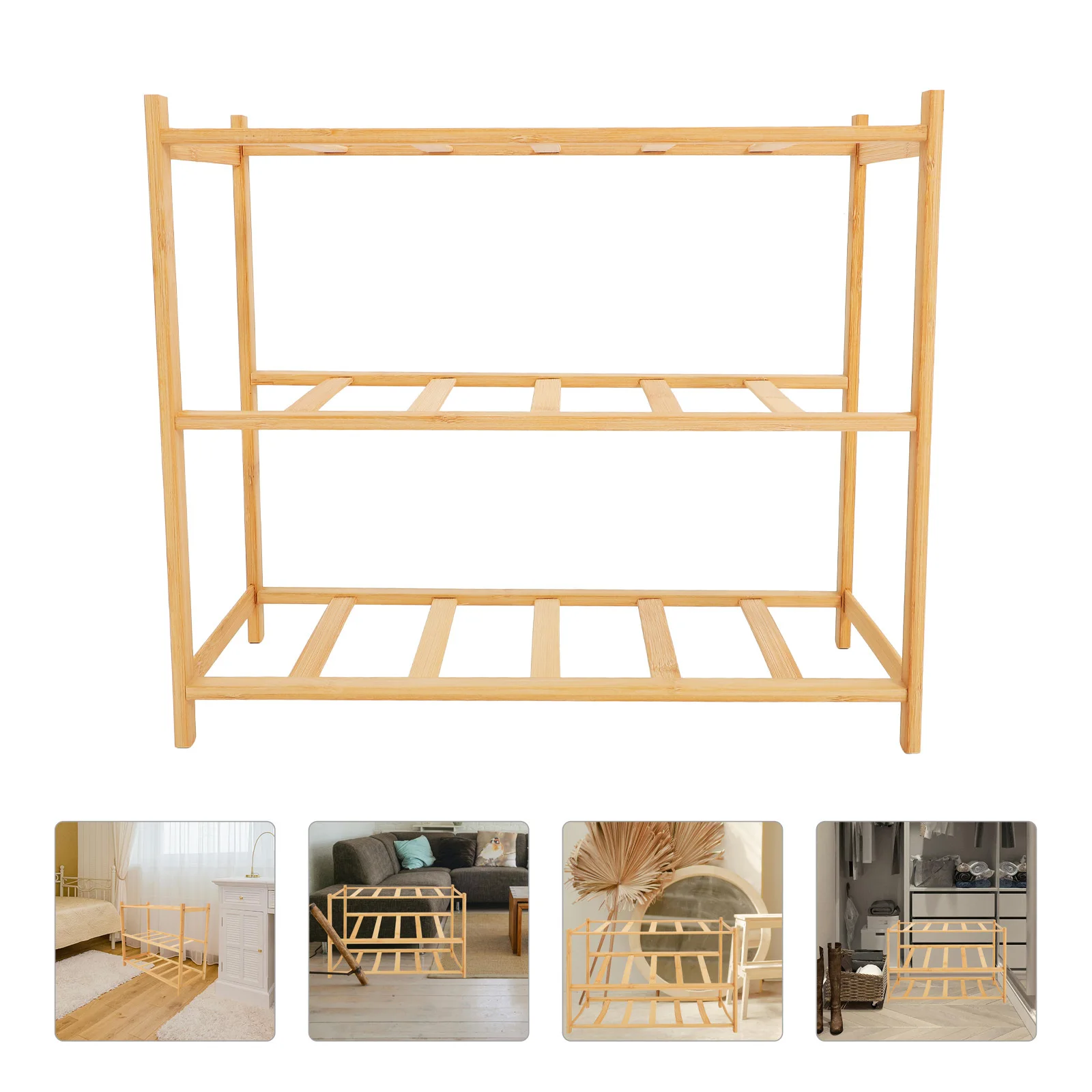 

Multi-Layer Bamboo Shoe Rack Compact Design Shoe Organizer Shelf for Closet Entryway Room Shoes Storage Organizer