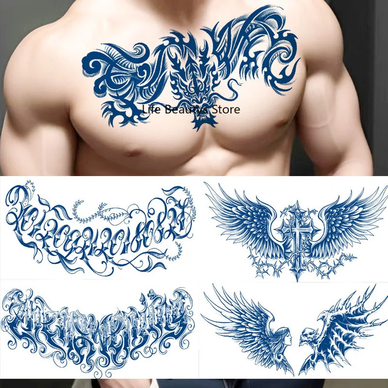 New Juice Ink Chest  Tattoo Stickers Herbal Semi-permanent Back Tattoo Waterpfoof Wing Stickerpaper  for Man and Woman