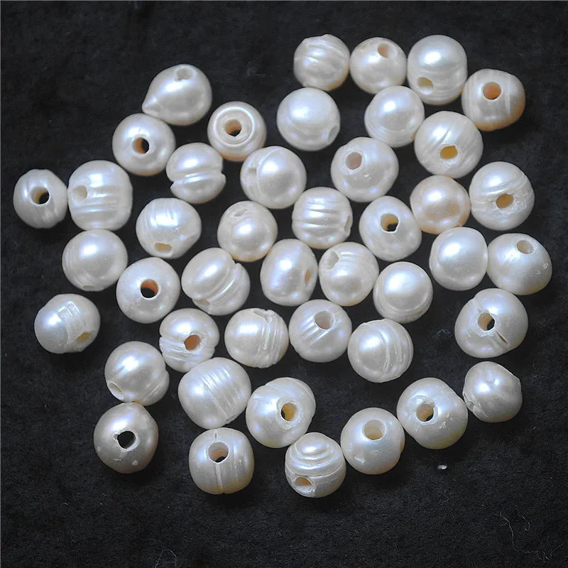 10PCS Natural Cultured Freshwater Pearl Spacer Beads Size 9-10MM Hole 3.0MM DIY Jewelry Findings Top Selling FOR YOUR ORDER