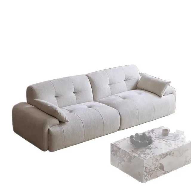 Fabric sofa chenille velvet small apartment sofa Italian minimalist living room straight row sofa