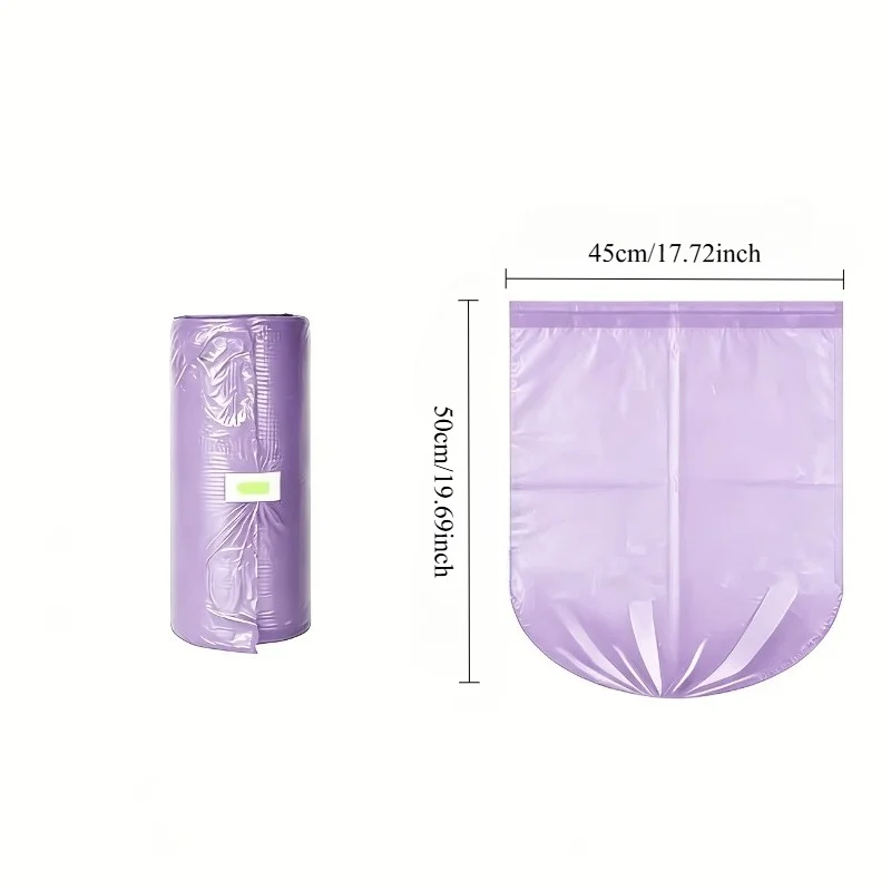 100 PCS/5 Rolls Purple Flat Mouth Large Garbage Bags, Good Toughness Suitable for Household, Kitchen, Office, Outdoor Cleaning