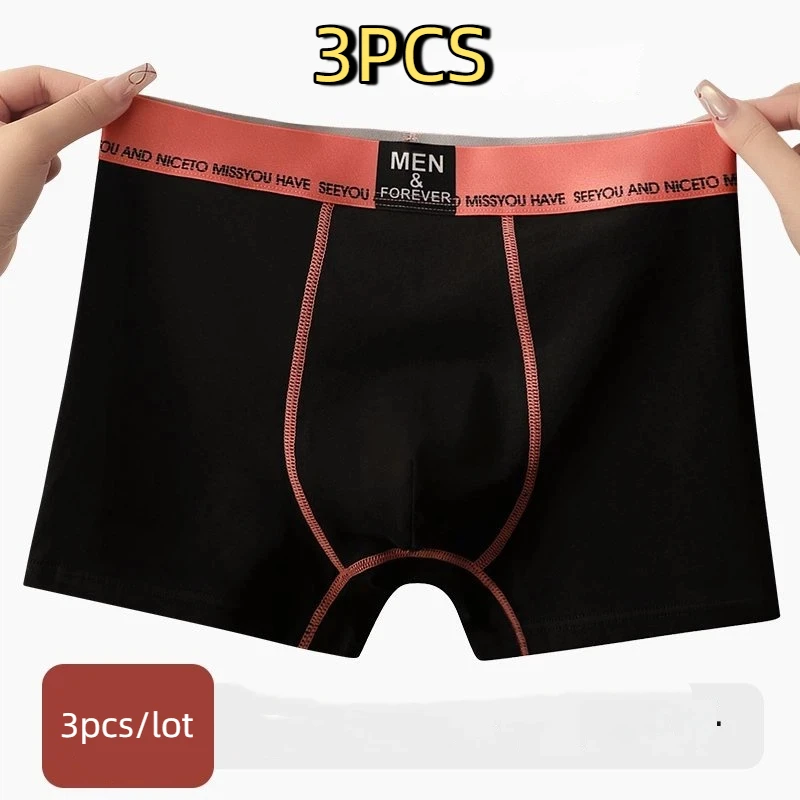 3pcs Men Cotton Boxer Shorts Breathable Boxer Briefs Men's Square Panties Comfortable Underwear Fashion Male Underpants