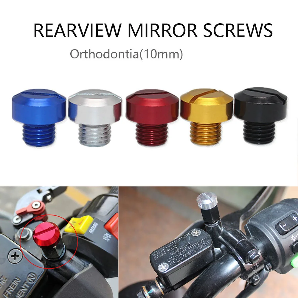 2Pcs Motorcycle Accessories Modified Rear View Mirror Rust-Proof Screw Hole Plugs 10mm Orthodontic Bolts for Kawasaki Suzuki BMW