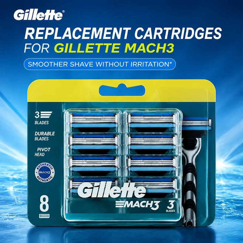 Gillette Fengsu 3 GLB308 Razor Head 4/8 Pack with 3 Layers of Blades for Long-lasting Sharpness Smooth Skin Friendly Shaving