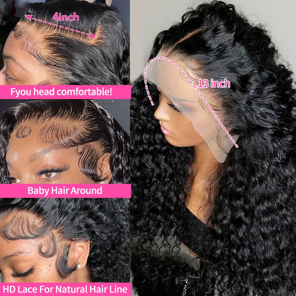 13x4 Lace Wig Human Hair Pre Plucked Brazilian Deep Wave Frontal Wigs 13x4 Lace Front Human Hair Wigs For Women Miss Cara