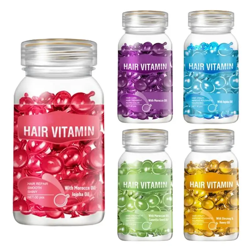 

30pcs/bag Hair Oil Smooth Silky Hair Vitamin Capsules Keratin Complex Oil Hair Care Repair Damaged Serum for strong silky hair
