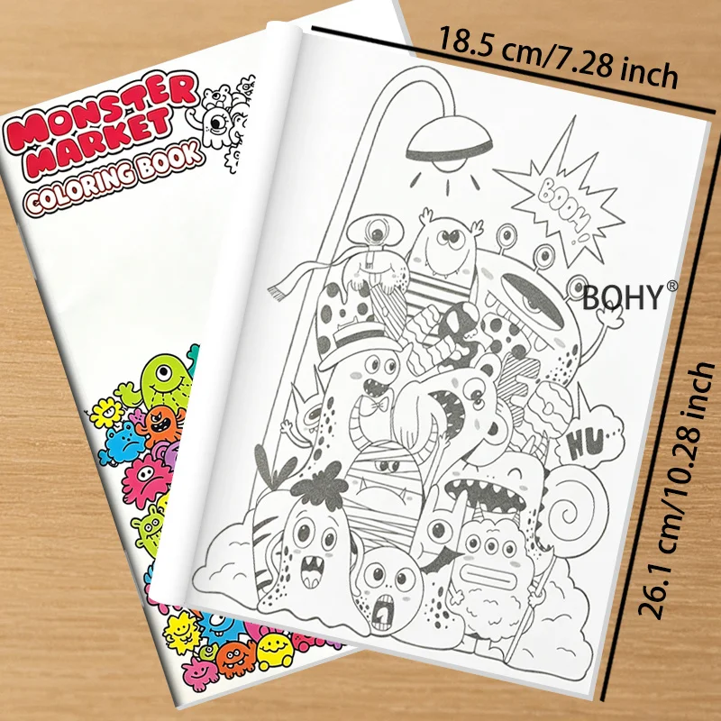 1 Large-sized Fun Monster Tracing and Coloring Book, 32 Pages, Adults Can Decompress and Fill in Colors, Be Alone and Calm