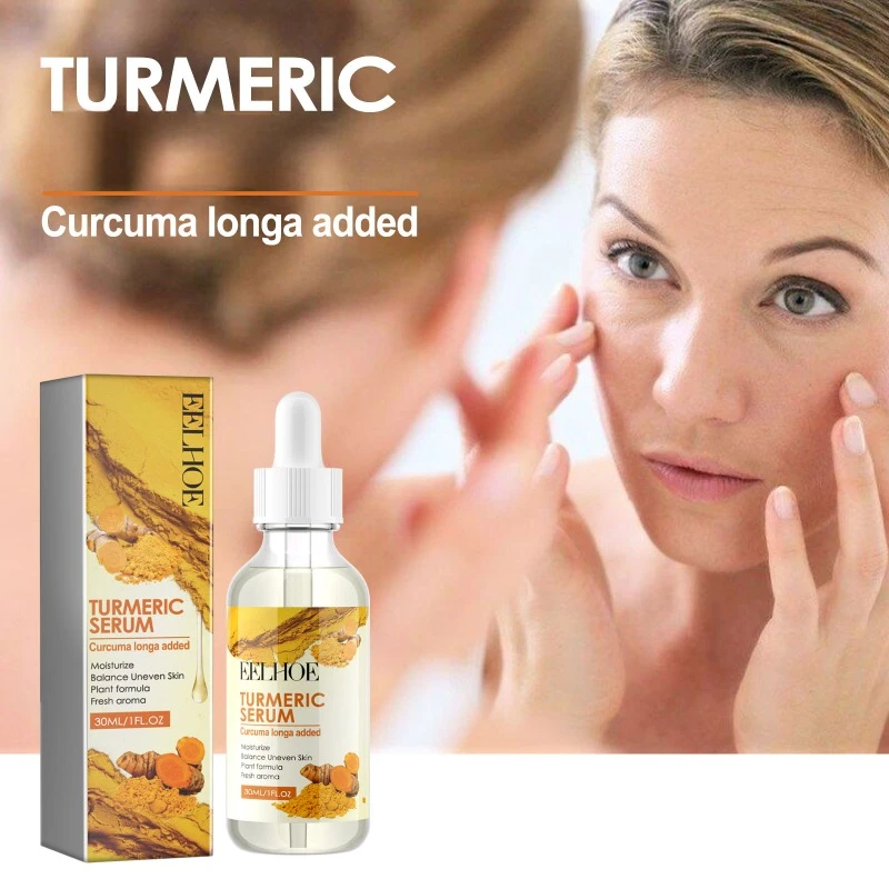 Turmeric Freckle Whitening Serum Fade Dark Spots Anti-Wrinkles Fine Lines Removal Melanin Correcting Facial Skin Care Essence