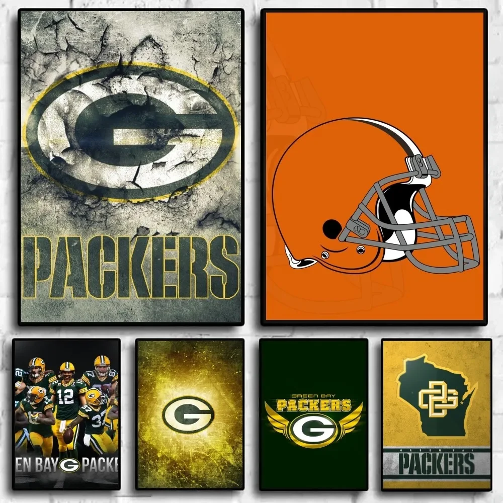 G-Green-Bay Packers Poster Sticky Wall Art Printing Waterproof Home Living Bed Room Garage Bar Aesthetic Decor