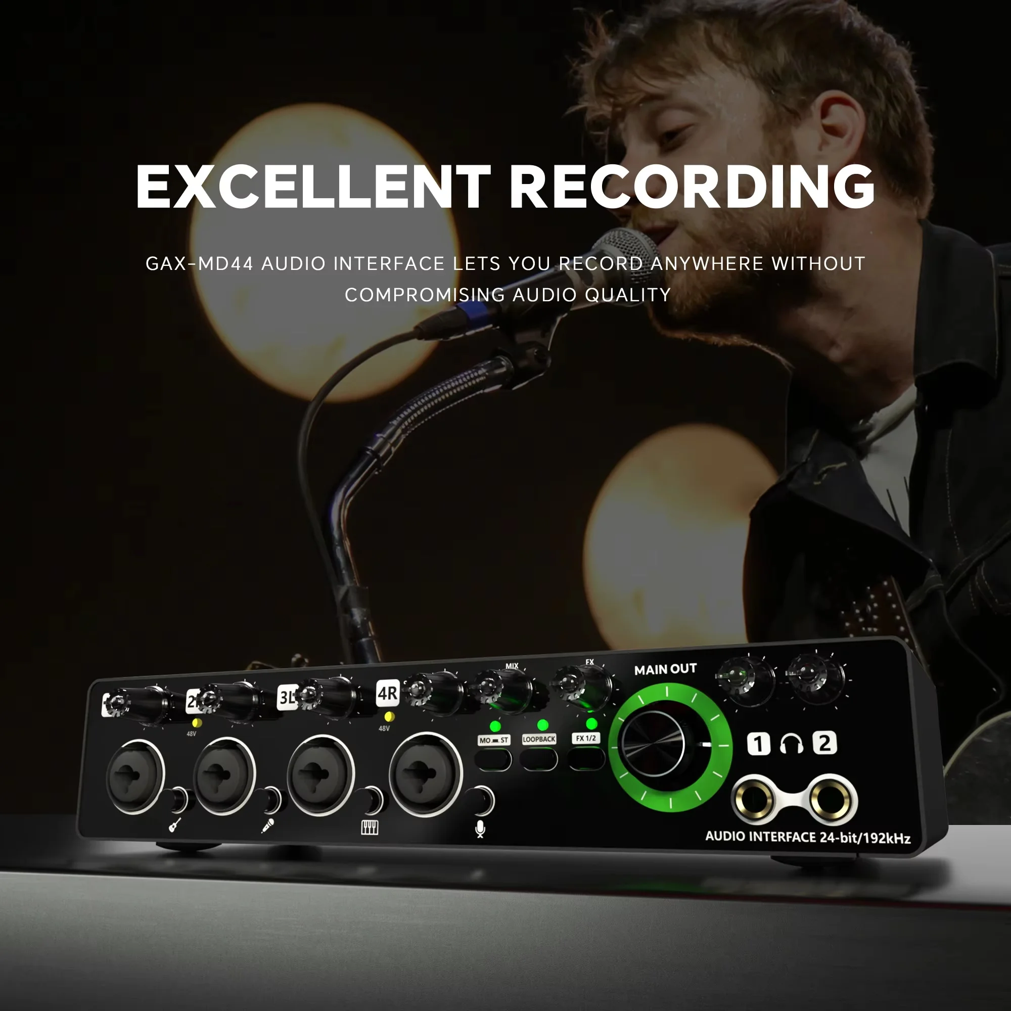 

GAX-MD44 4-channel audio interface professional recording microphone sound card band dubbing live streaming equipment