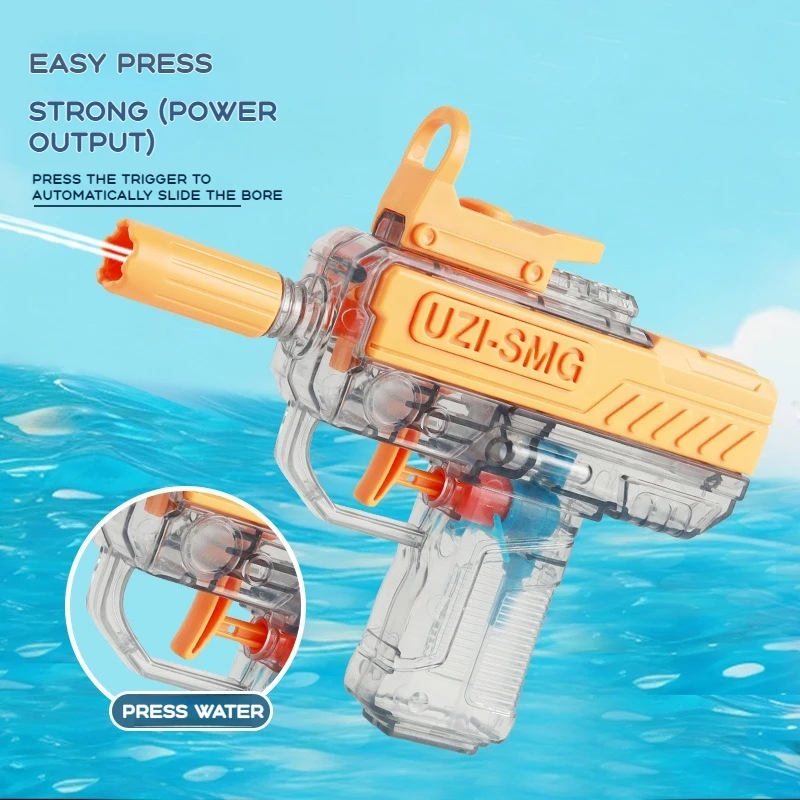 Pistola ad acqua UZI estiva Pistola non elettrica Pistola giocattolo da spiaggia ad acqua completamente automatica ad alta pressione per foto di compleanno per bambini e adulti