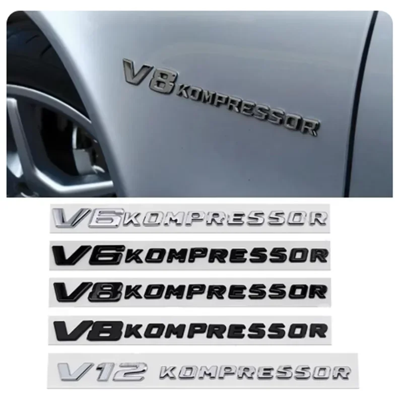3D ABS V6 V8 V12 KOMPRESSOR Автомобильная боковая эмблема, значок багажника, наклейка для Mercedes Benz W212 W213 W204 W205 W168 W176 CLK GLA G63 G500