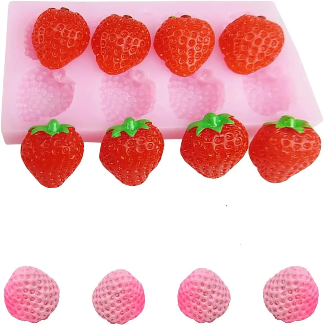 Strawberry Shape Silicone Mold Kitchen DIY Cake Baking Decoration Fondant Pudding Chocolate Mold Cake Fruit Strawberry Mold