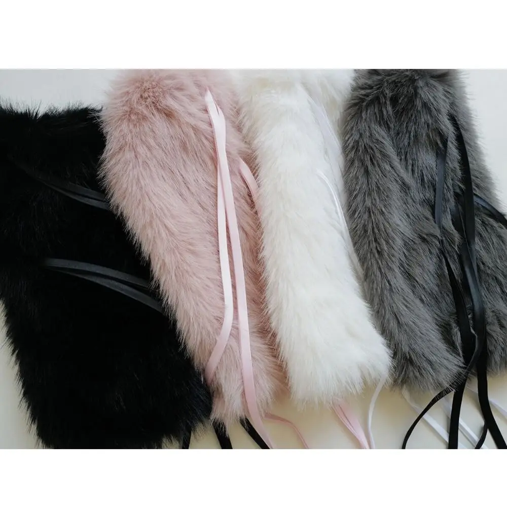 Harajuku Party Accessories Kawaii Leg Warmers Bow Knot Imitation Rabbit Fur Boot Cover Thickened Boot Sock Women Girl