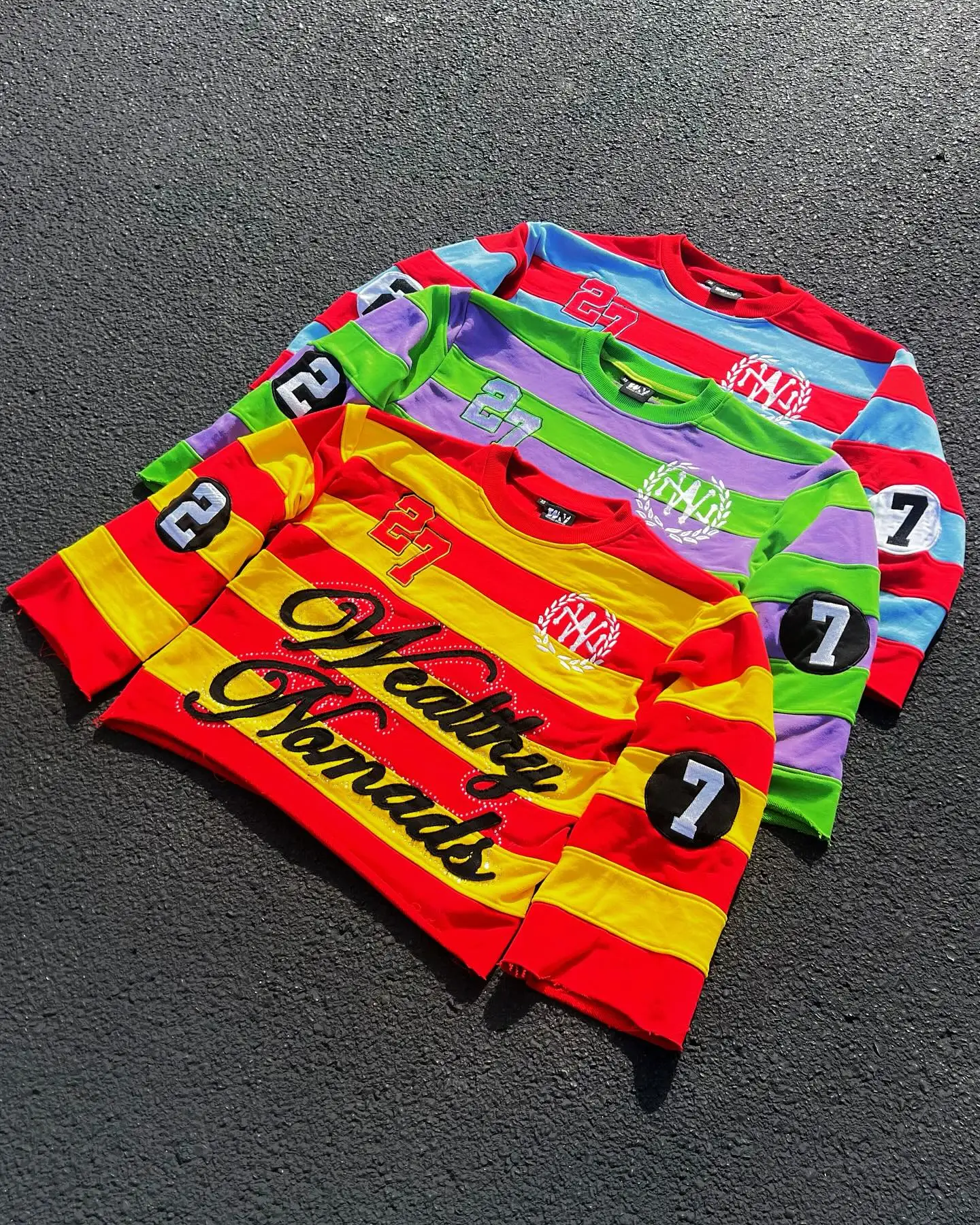 Y2k Harajuku الرجال النساء الهيب هوب شريط لصق بأكمام طويلة تي شيرت المتضخم فضفاض رسالة الجرافيك تي شيرت الشارع الشهير الجولة الرقبة القمم